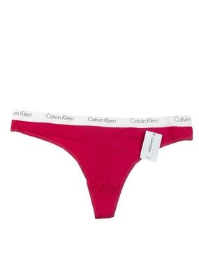 Calvin Klein Pink Cotton Logo Trim Thong Size X-Large
